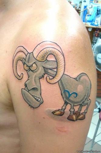 Tatouage Bélier En Colère Sur Le Bras