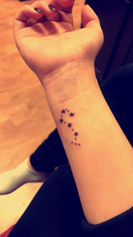 Tatouage Constellation Du Scorpion Avec étoiles à 5 Branches Sur Le Poignet