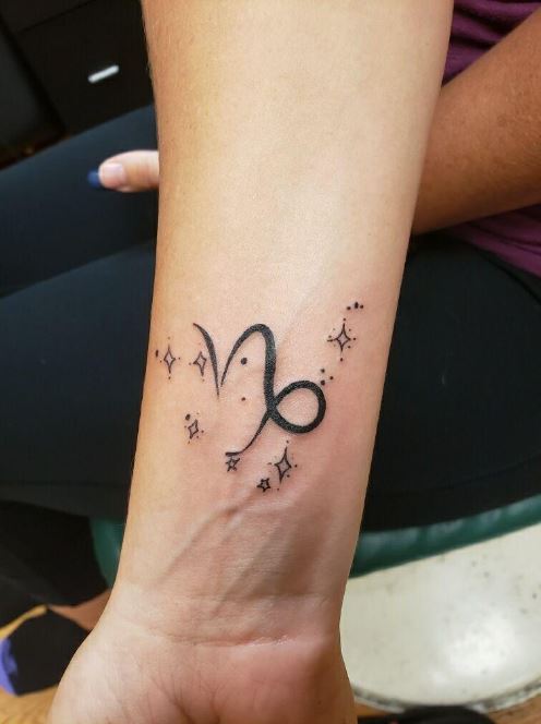 Tatouage Signe Capricorne Et Constellation Sur Le Poignet