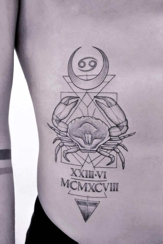 Tatouage Crabe, Symboles Et Dates Sur Les Côtes