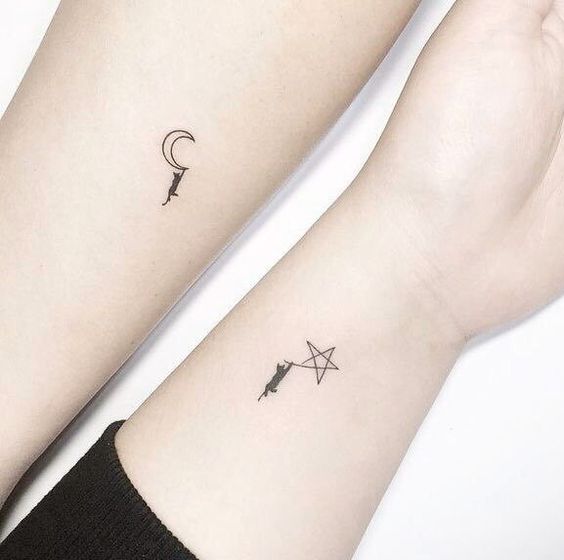 Tatouage Chat Et étoile Sur Le Poignet