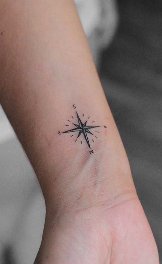 Tatouage Boussole Minimaliste Sur Le Poignet