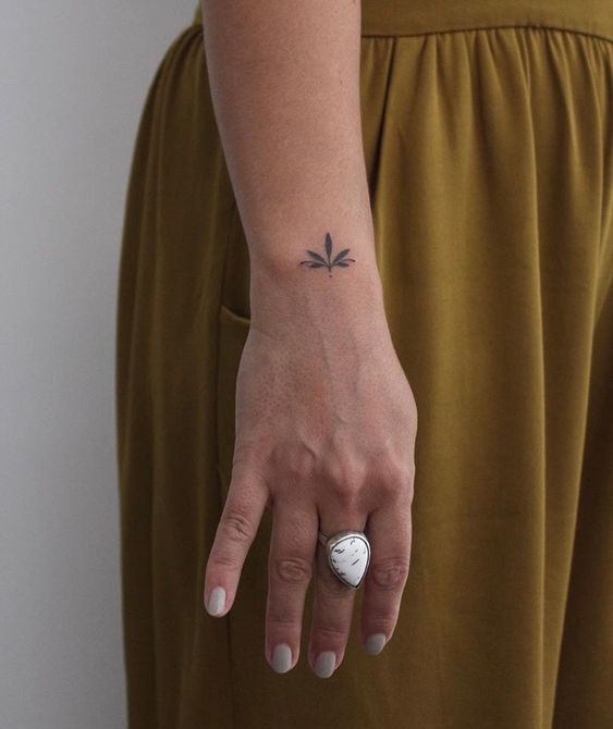 Tatouage Feuilles Minimalistes Sur Le Poignet