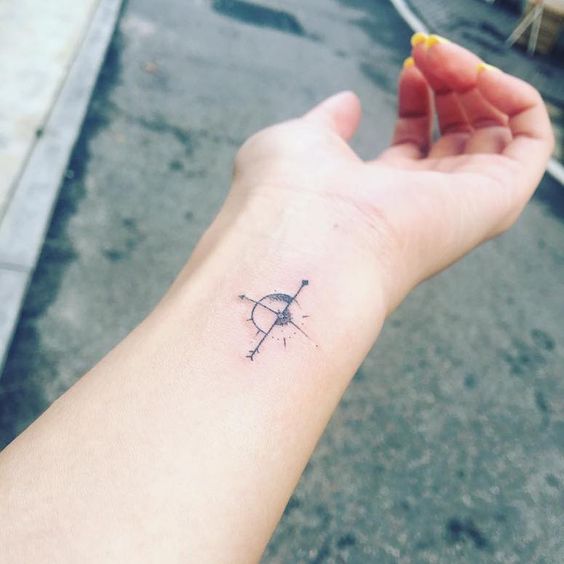 Tatouage Boussole Minimaliste Et Globe Sur Le Poignet
