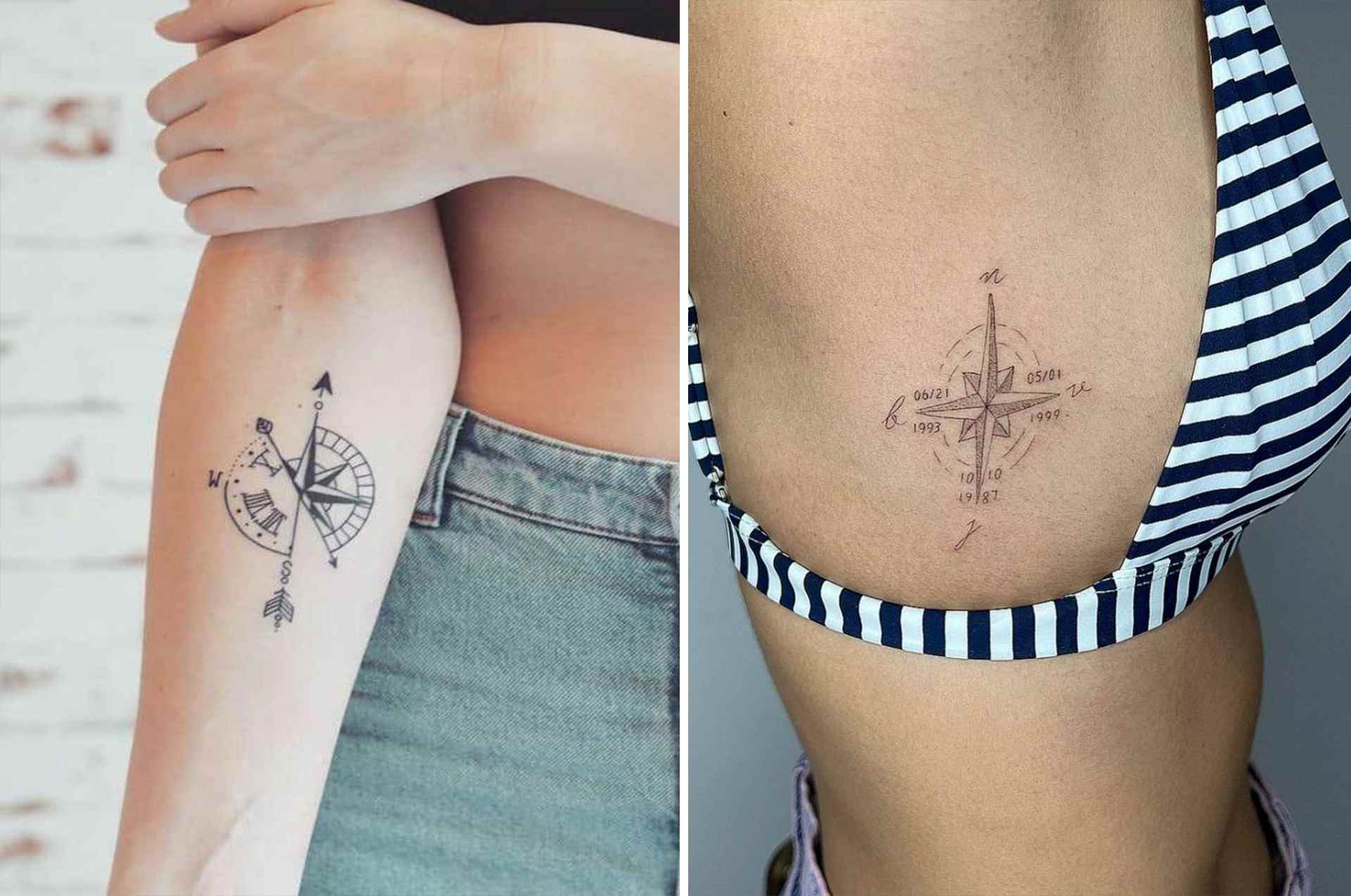 Tatouage Boussole Minimaliste