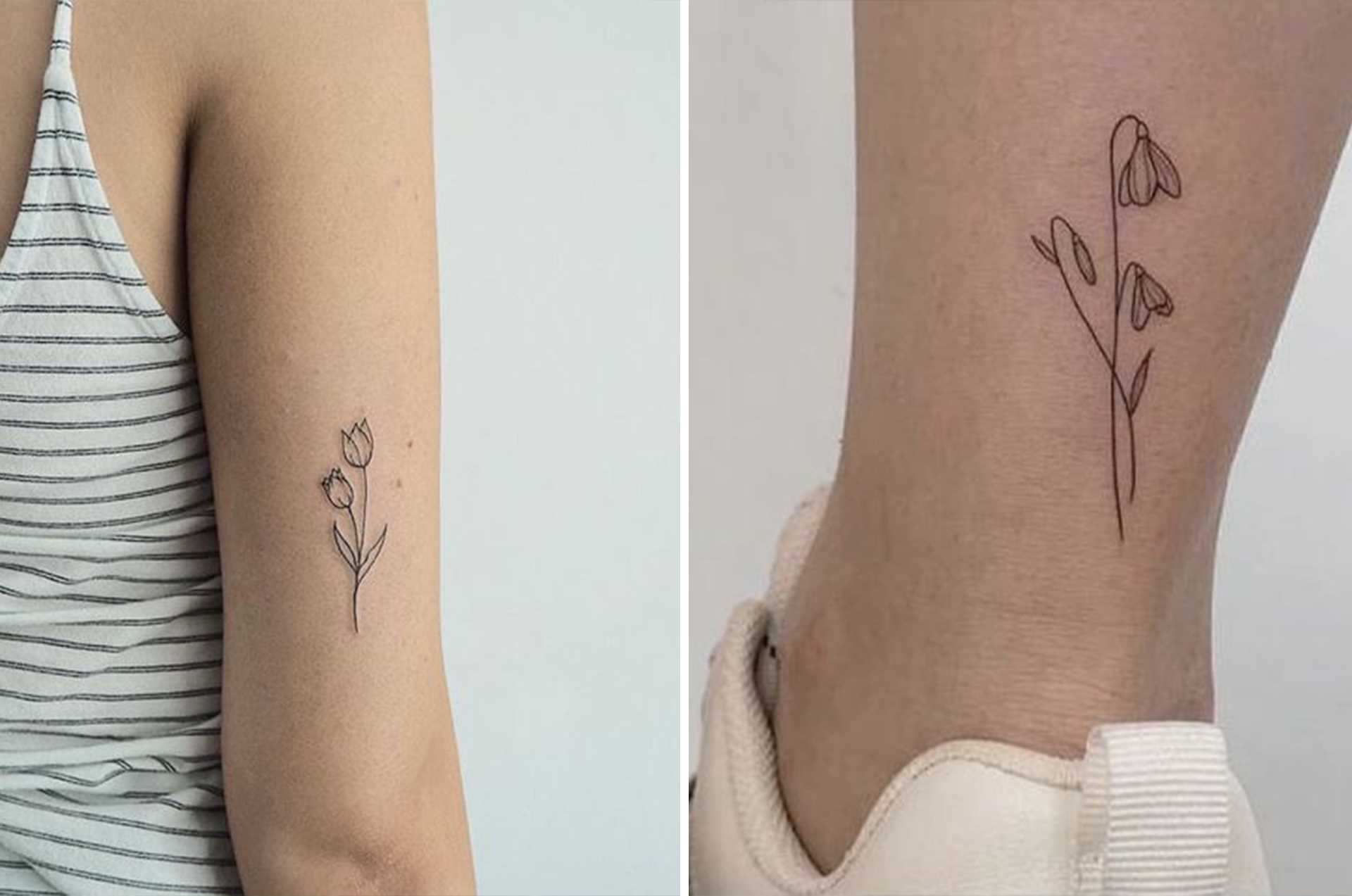 Tatouage Fleurs Minimalistes