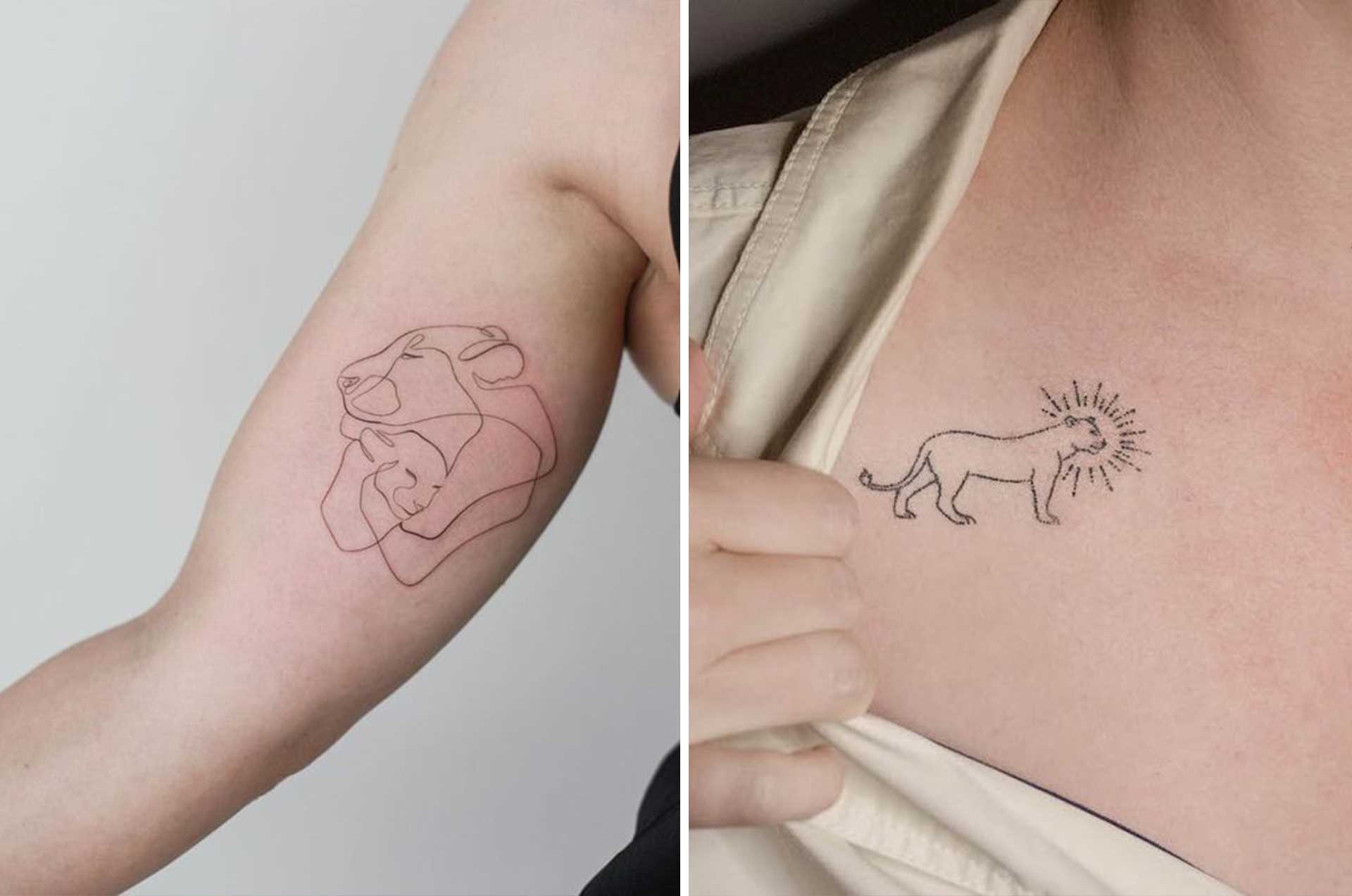 Tatouage Minimaliste Lion