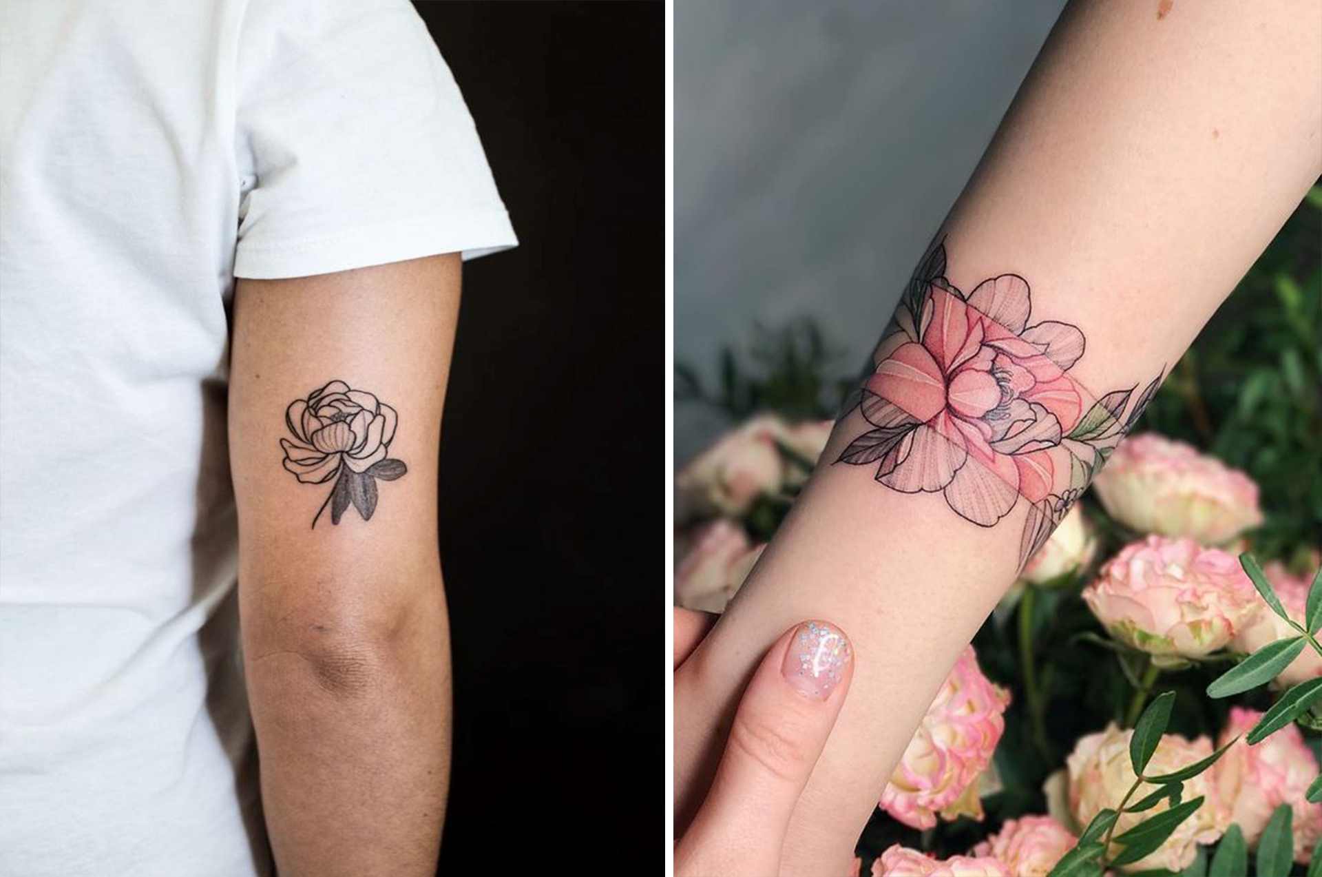 Tatouage Minimaliste Pivoine